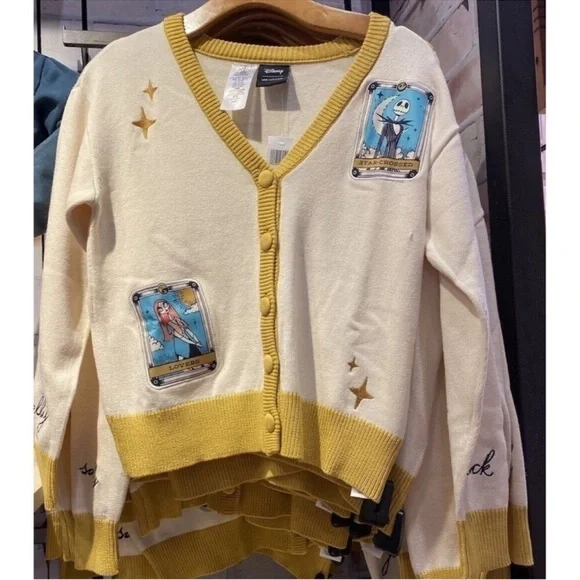 Nightmare Before Christmas Cardigan Women’s XS Jack & Sally Tarot Knit Sweater - Picture 3 of 7